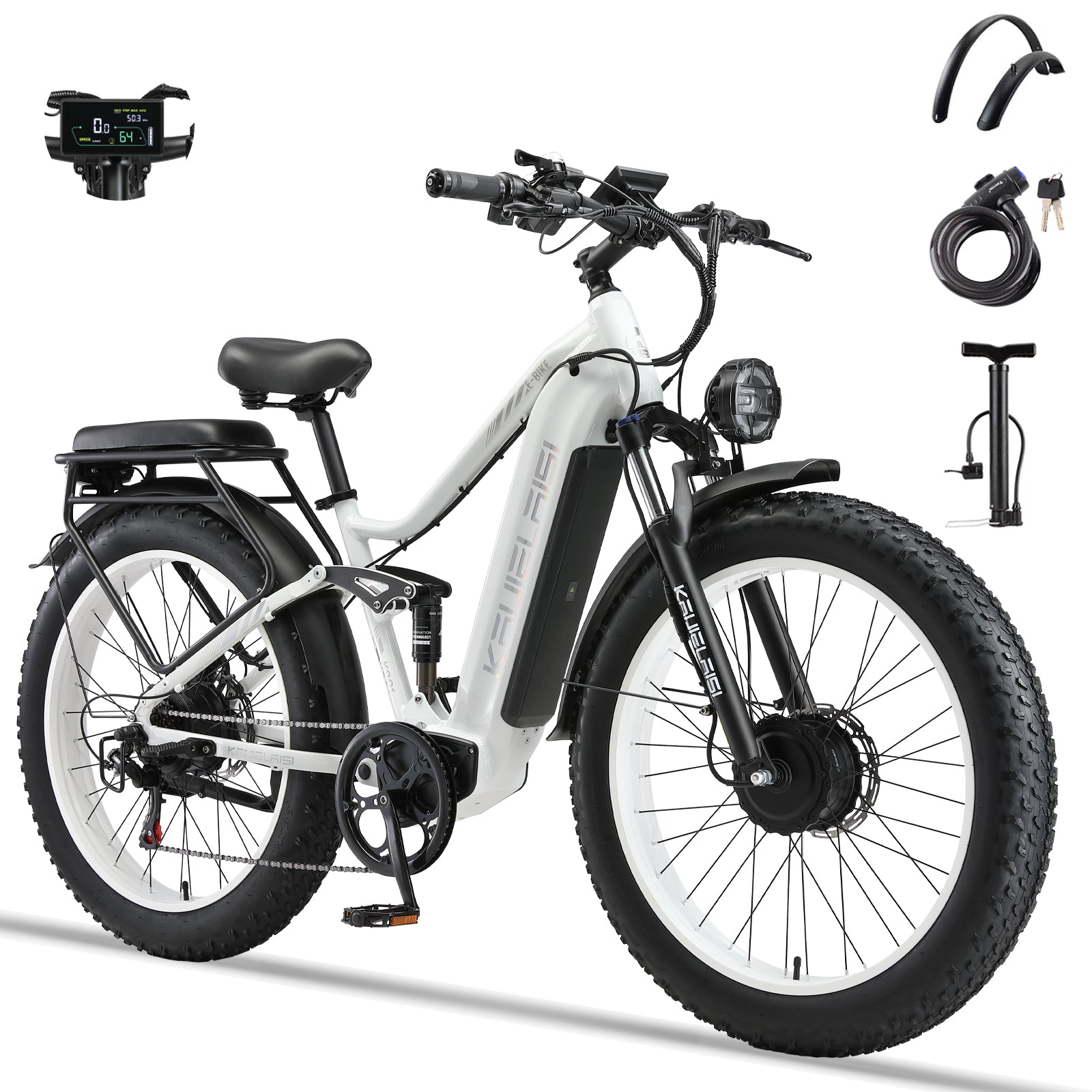 KAIJIELAISI K801 Electric Dirt Bike, 6000W Peak Motor, 60V 35Ah Battery, 26" Fat Tire, Full Suspension