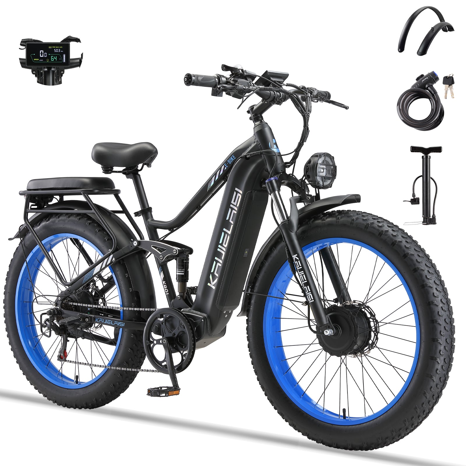 KAIJIELAISI K801 Electric Dirt Bike, 6000W Peak Motor, 60V 35Ah Battery, 26" Fat Tire, Full Suspension