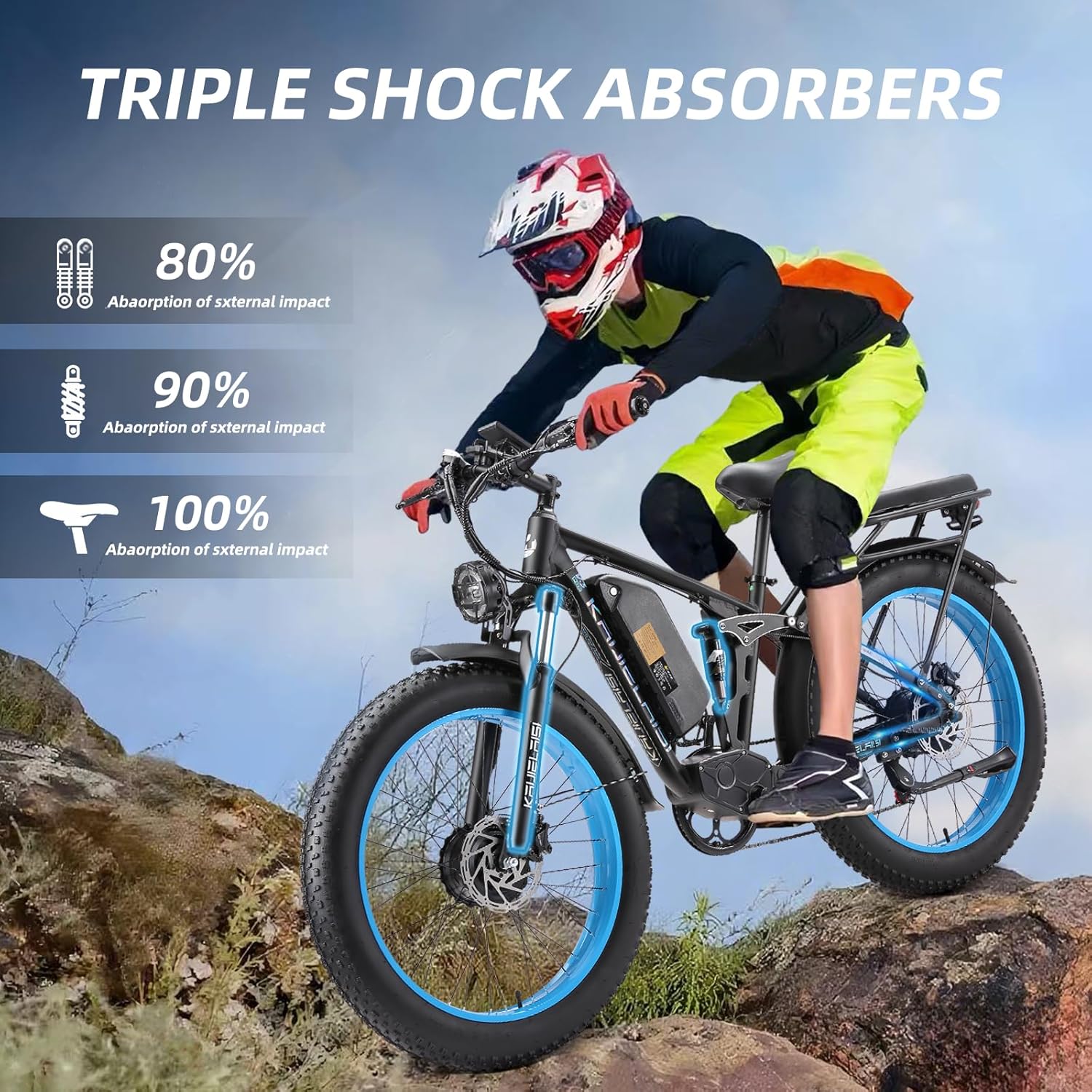 KAIJIELAISI V3 PRO Electric Bike, 6000W Peak Motor, 26” Fat Tire, 52V 26AH Battery, Full Suspension