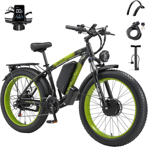 KAIJIELAISI V3 Electric Bike ,Dual Motor 4000W Peak, 26'' Fat Tire Ebikes with 48V 23AH Battery Hydraulic Disc Brake Electric Bicycle, 21 Speed Mountain Bikes