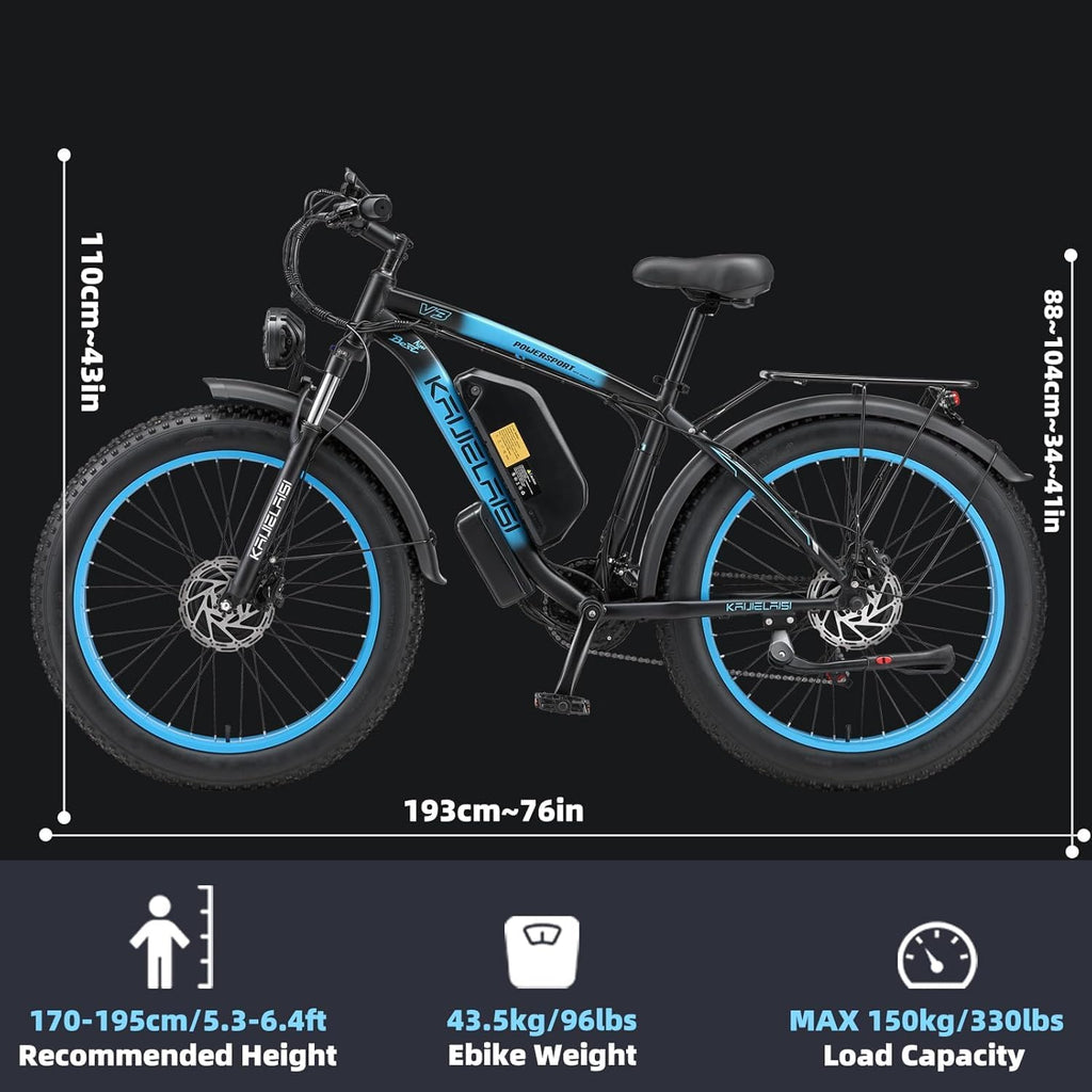 KAIJIELAISI V3 Electric Bike ,Dual Motor 4000W Peak, 26'' Fat Tire Ebikes with 48V 23AH Battery Hydraulic Disc Brake Electric Bicycle, 21 Speed Mountain Bikes
