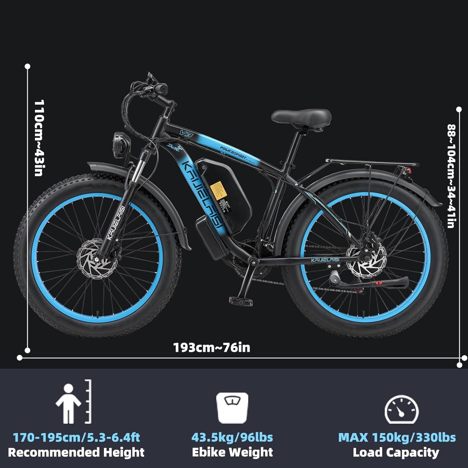 KAIJIELAISI V3 Electric Bike ,Dual Motor 4000W Peak, 26'' Fat Tire Ebikes with 48V 23AH Battery Hydraulic Disc Brake Electric Bicycle, 21 Speed Mountain Bikes