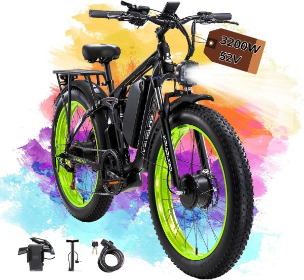 KAIJIELAISI V3 PRO Peak 5000W Dual Motor Electric Bike for Adult,26 Inch Fat Tire All Terrain Electric Bike with 52V 26AH 1352WH Removable Samsung Battery Long Range E Bike,Shimano 7Speed Electric Dirt Bikes for Men.Max speed 35MPH - Image 13