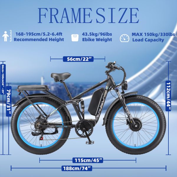 KAIJIELAISI V3 Pro 6000W Peak Electric Bike for Adults, 38MPH 26” Fat Tire Dirtbike, AWD Ebike Dual Motor, 52V 26AH Removable Battery Fast Dual Hydraulic Brake Electric Mountain Bike Full Suspension Ebikes - Image 4