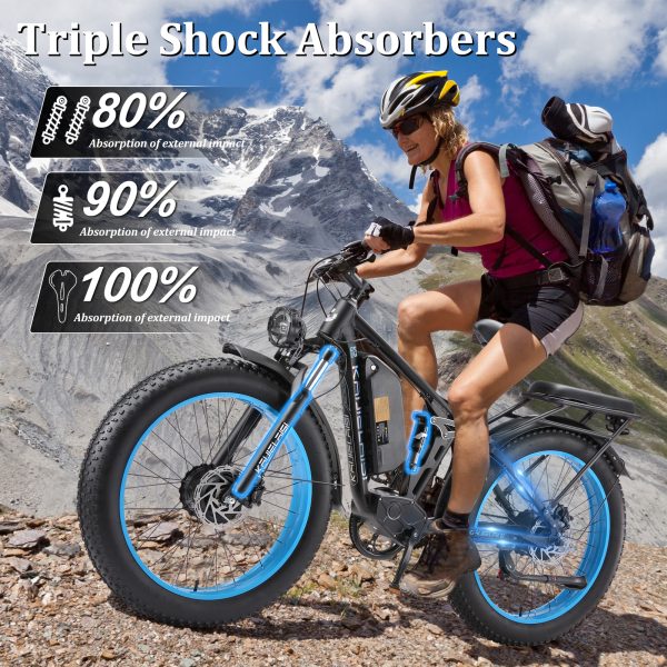 KAIJIELAISI V3 Pro 6000W Peak Electric Bike for Adults, 38MPH 26” Fat Tire Dirtbike, AWD Ebike Dual Motor, 52V 26AH Removable Battery Fast Dual Hydraulic Brake Electric Mountain Bike Full Suspension Ebikes - Image 7