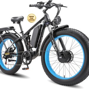KAIJIELAISI V3 Pro 6000W Peak Electric Bike for Adults, 38MPH 26” Fat Tire Dirtbike, AWD Ebike Dual Motor, 52V 26AH Removable Battery Fast Dual Hydraulic Brake Electric Mountain Bike Full Suspension Ebikes
