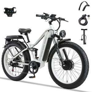 KAIJIELAISI K801 6000W Peak Electric Bike for Adults,45 MPH Top Speed 26” Fat Tire Dirtbike,60V 35AH Removable Battery Fast Dual Hydraulic Brake Electric Mountain Bike Full Suspension Ebikes